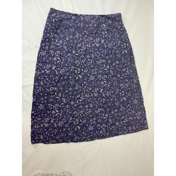 VINTAGE Y2K 90s Women Midi Skirt Talbots purple floral rayon Cottagecore 14 - Picture 1 of 8